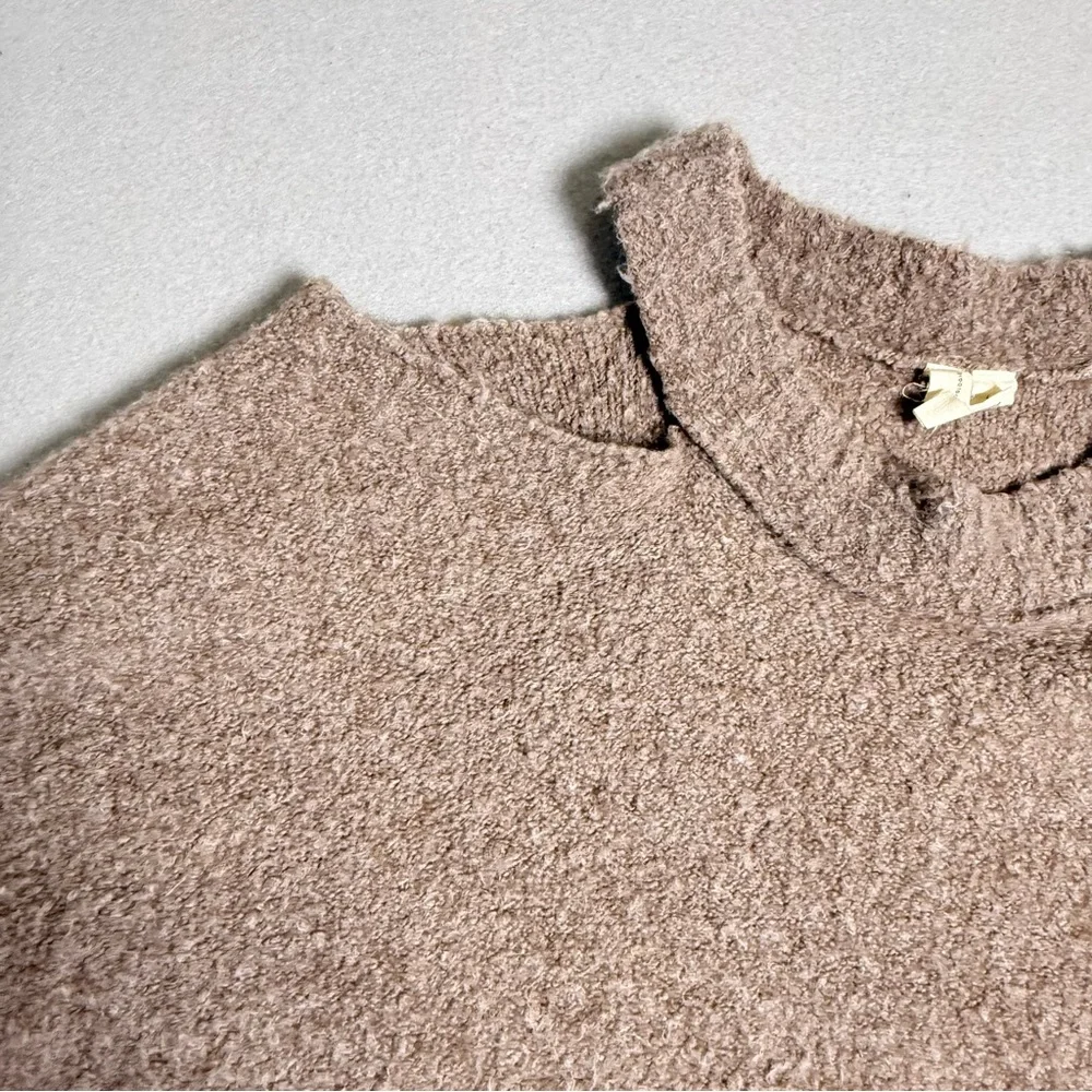 Moth Anthropologie Sweater Large Brown Knit Cutout Wool Mix Alpaca Cold Shoulder - Picture 9 of 9